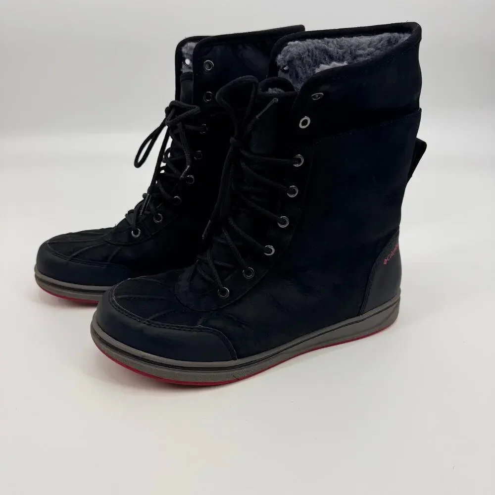 Columbia Omni Tech Heat Snow Winter Waterproof Boots Black Lace Up Insulated 6